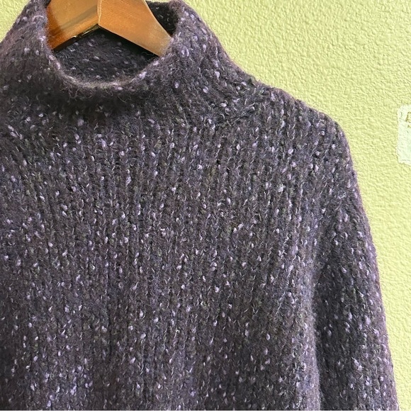 Ann Taylor Wool Blend Purple Speckled Turtleneck - Picture 4 of 7